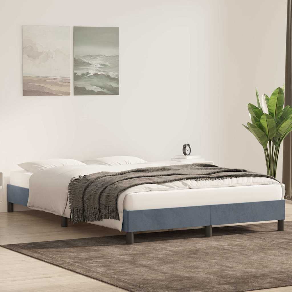 Cadre de lit sans matelas gris foncé 140x220 cm velours - XIOS