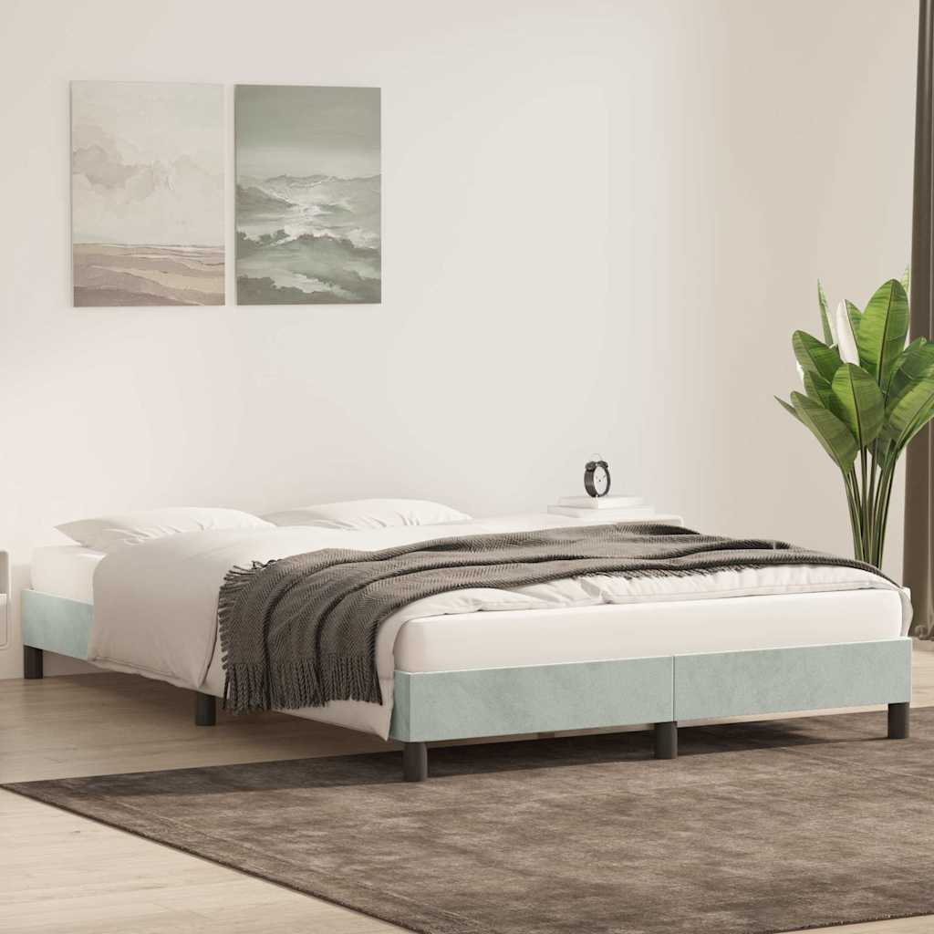 Cadre de lit sans matelas gris clair 160x220 cm velours - XIOS