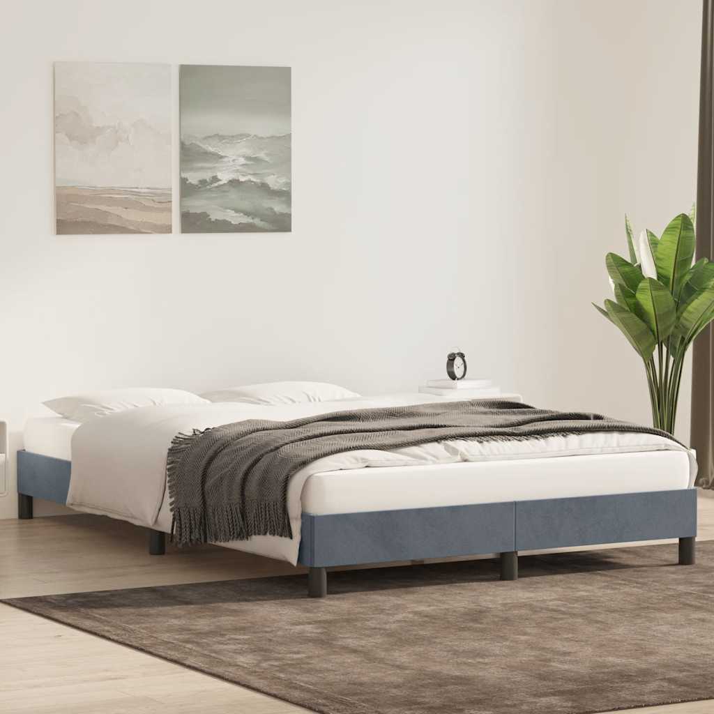Cadre de lit sans matelas gris foncé 160x220 cm velours - XIOS