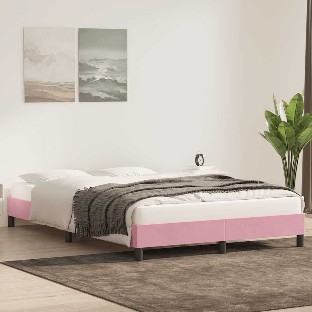 Cadre de lit sans matelas rose 160x220 cm velours - XIOS