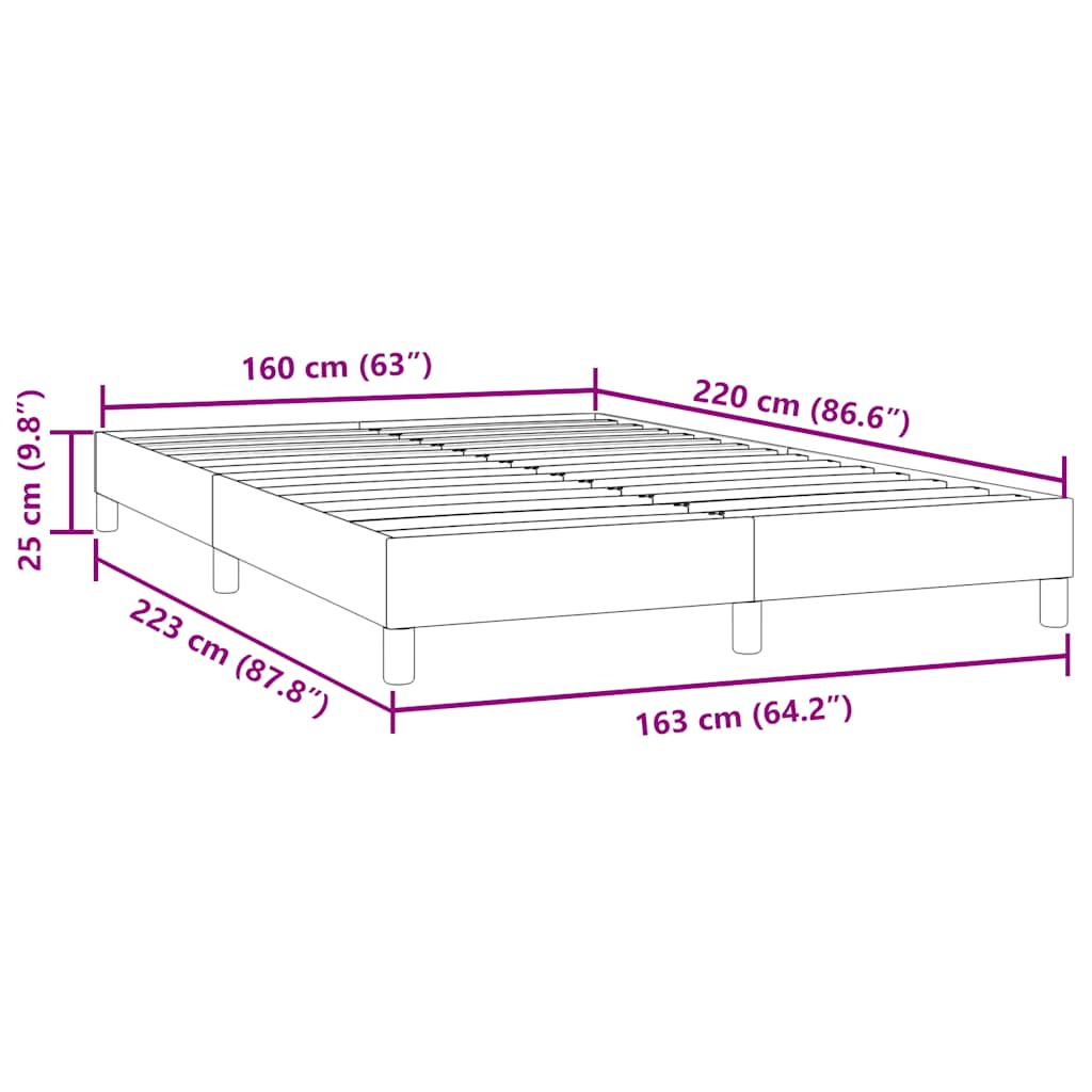 Cadre de lit sans matelas rose 160x220 cm velours - XIOS