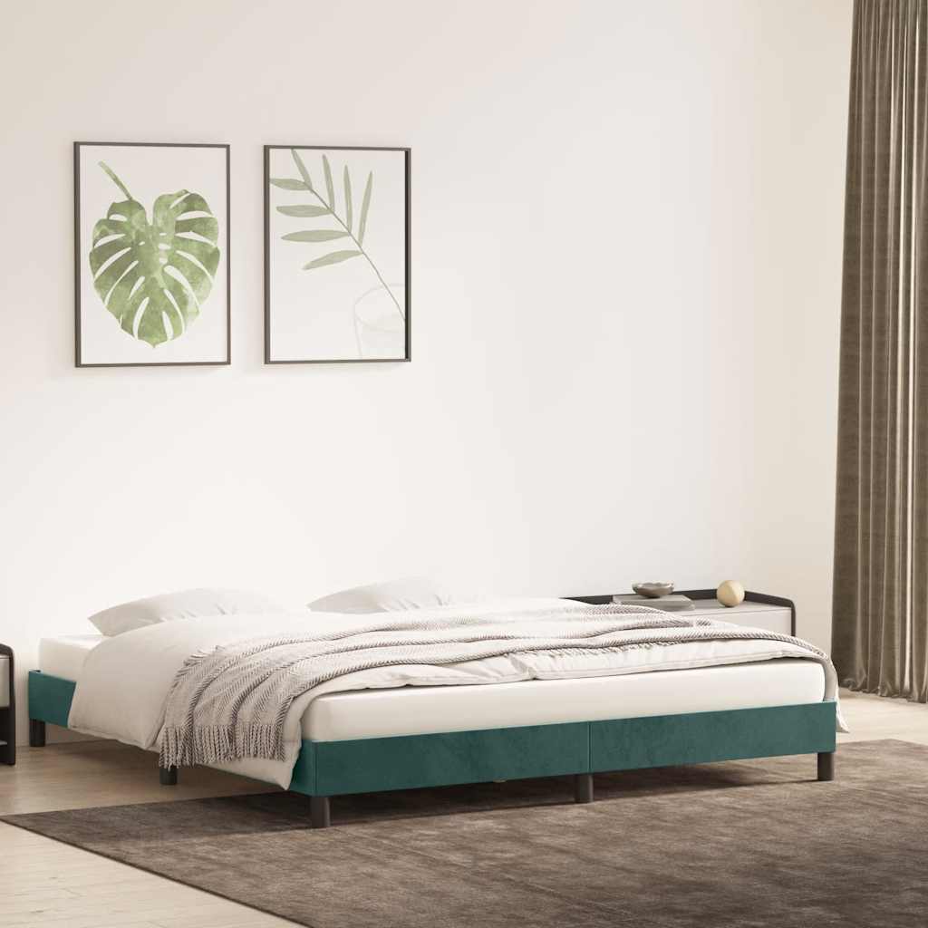 Cadre de lit sans matelas vert foncé 180x220 cm velours - XIOS