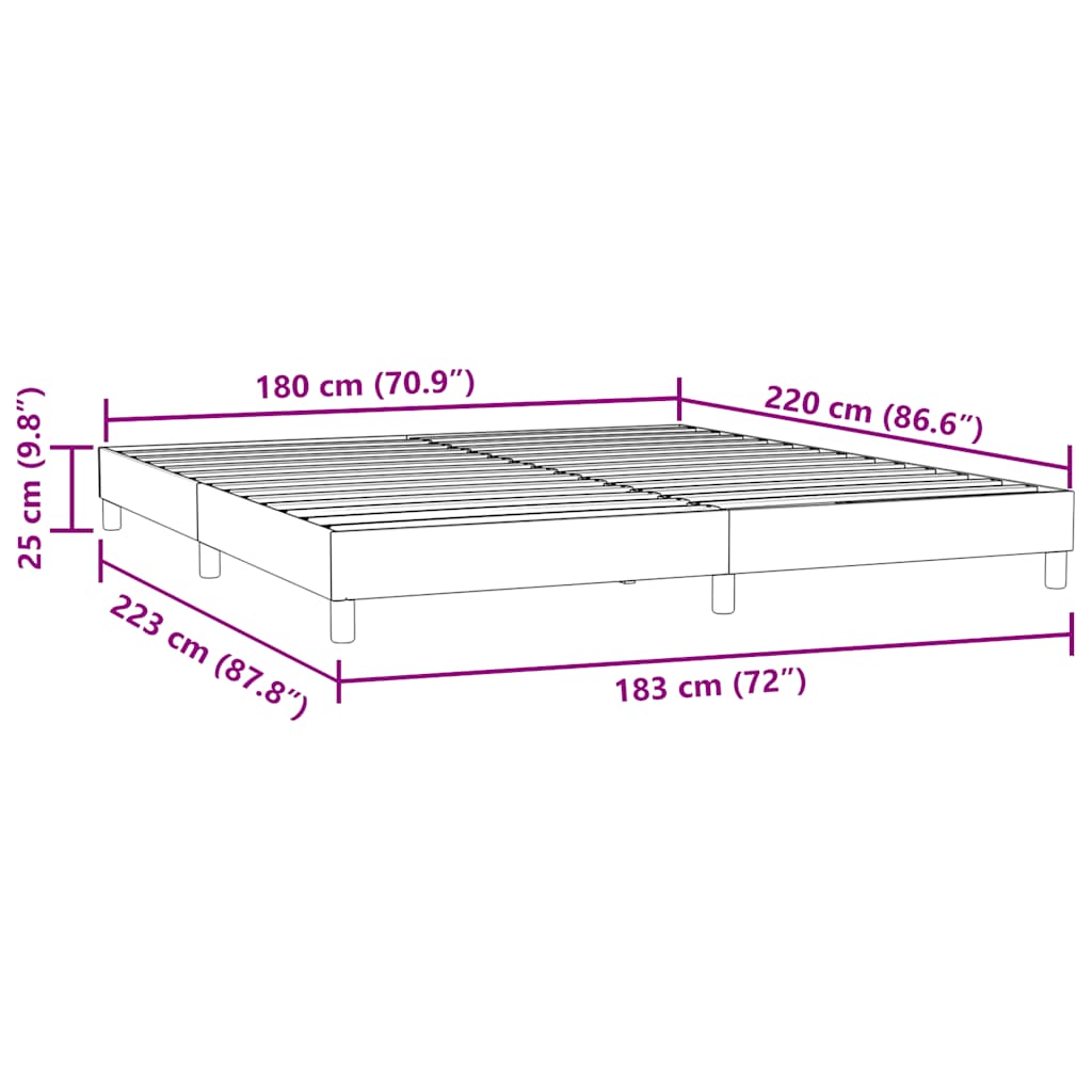 Cadre de lit sans matelas rose 180x220 cm velours - XIOS