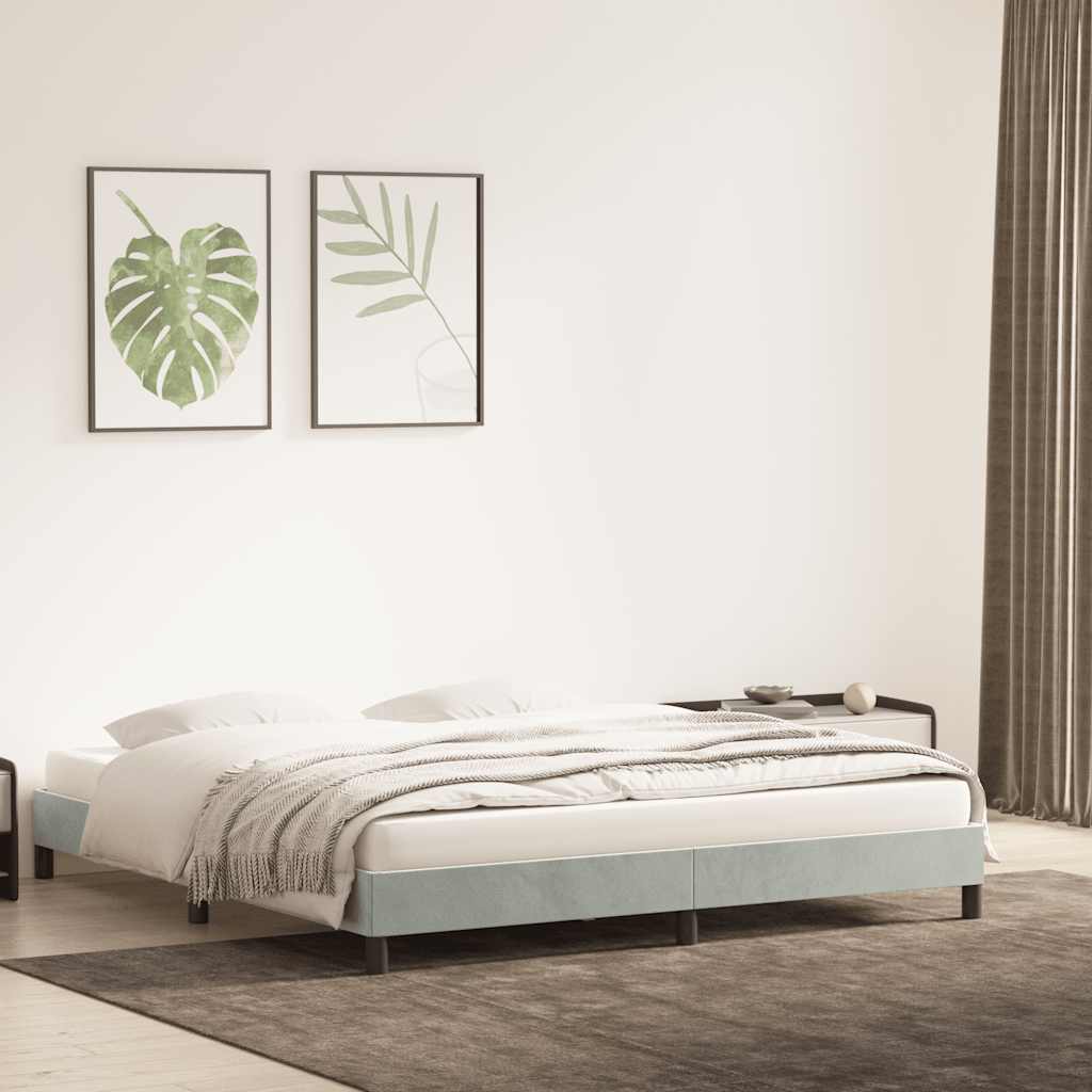 Cadre de lit sans matelas gris clair 200x220 cm velours - XIOS