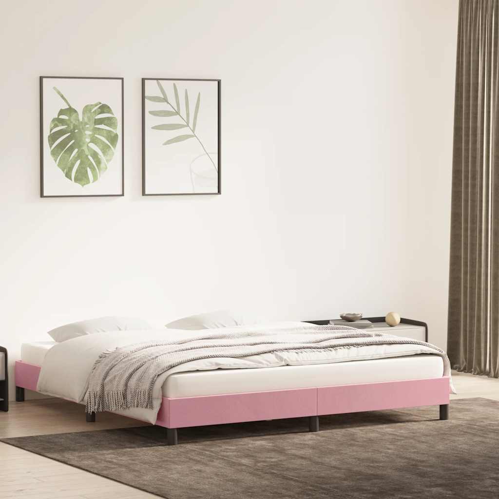 Cadre de lit sans matelas rose 200x220 cm velours - XIOS