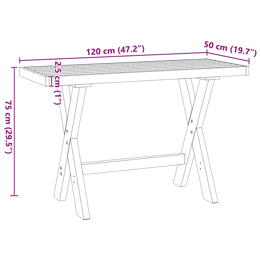 Bureau NOAIN pieds en forme de X 120x50x75 cm bois massif pin - XIOS