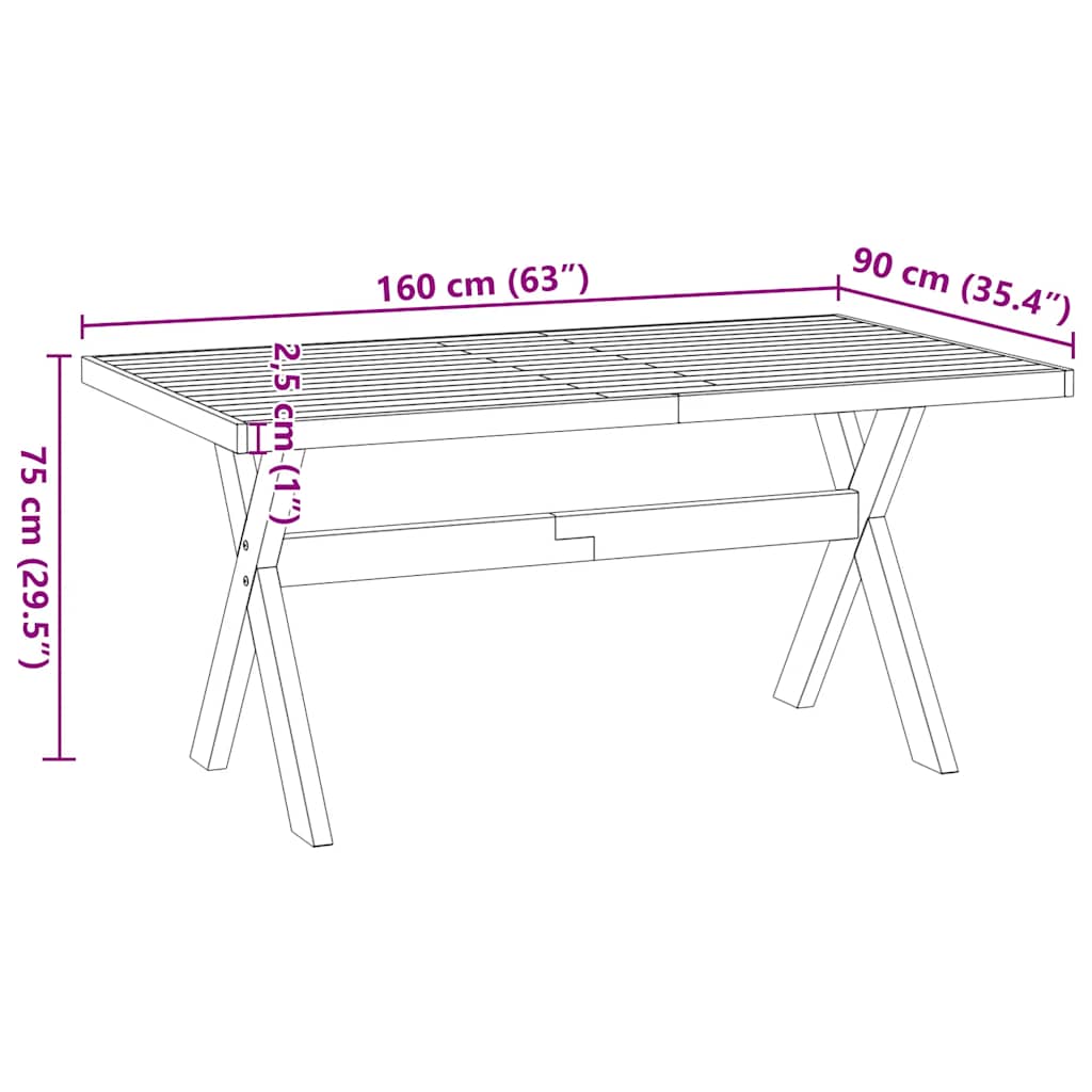 Table à manger NOAIN pieds en forme de X 160x90x75cm massif pin - XIOS