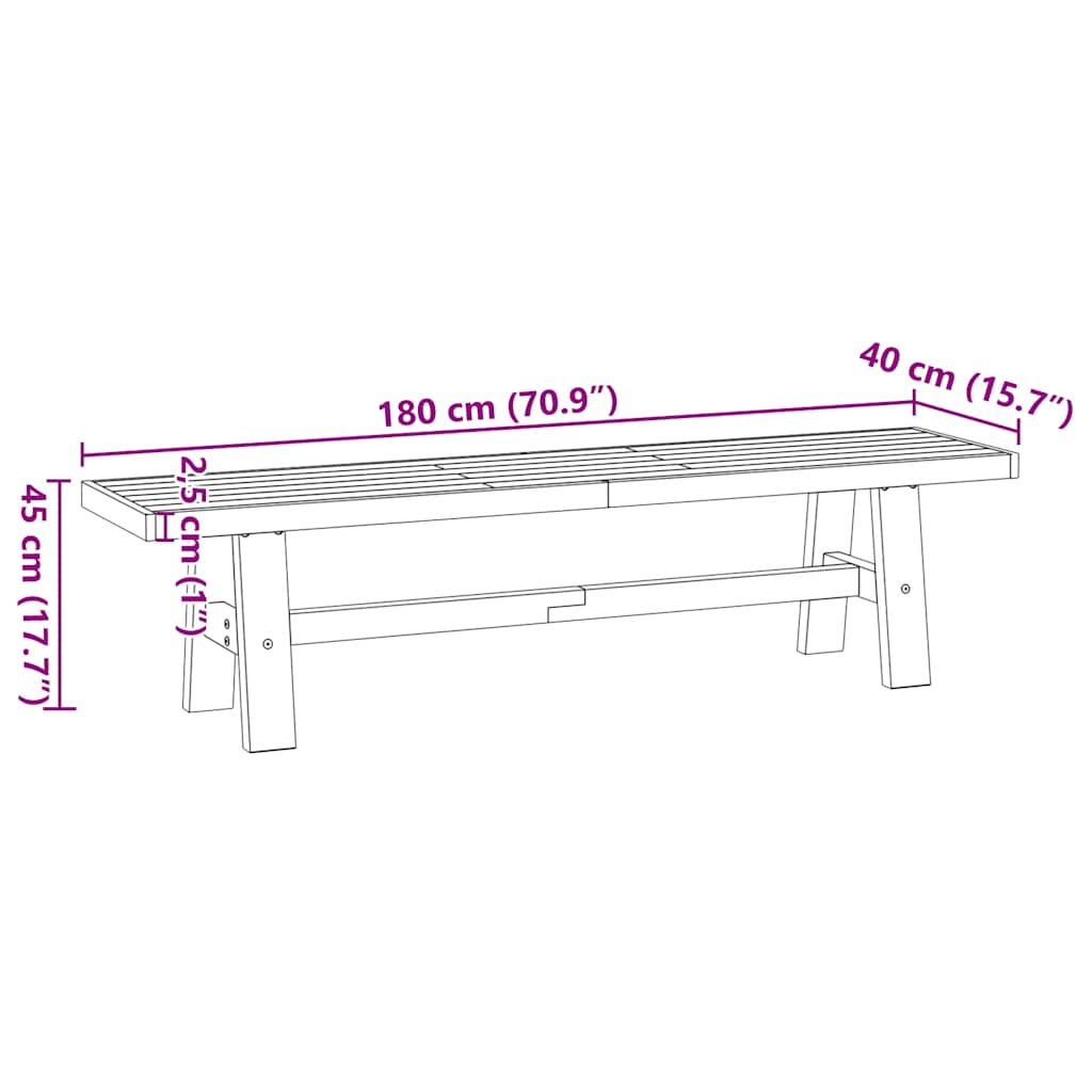 Banc à manger NOAIN pieds en forme de A 180x40x45 cm massif pin - XIOS