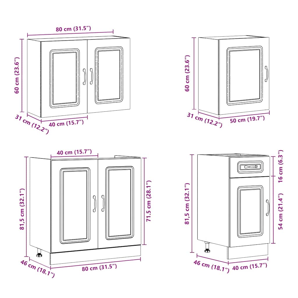 Ensemble d'armoires de cuisine 7 pcs Kalmar bois d'ingénierie Meubles de cuisine vidaXL