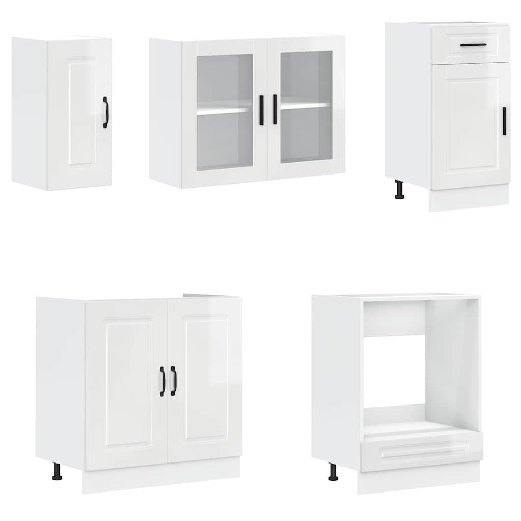 Ensemble d'armoires de cuisine 8 pcs Kalmar blanc brillant Meubles de cuisine vidaXL