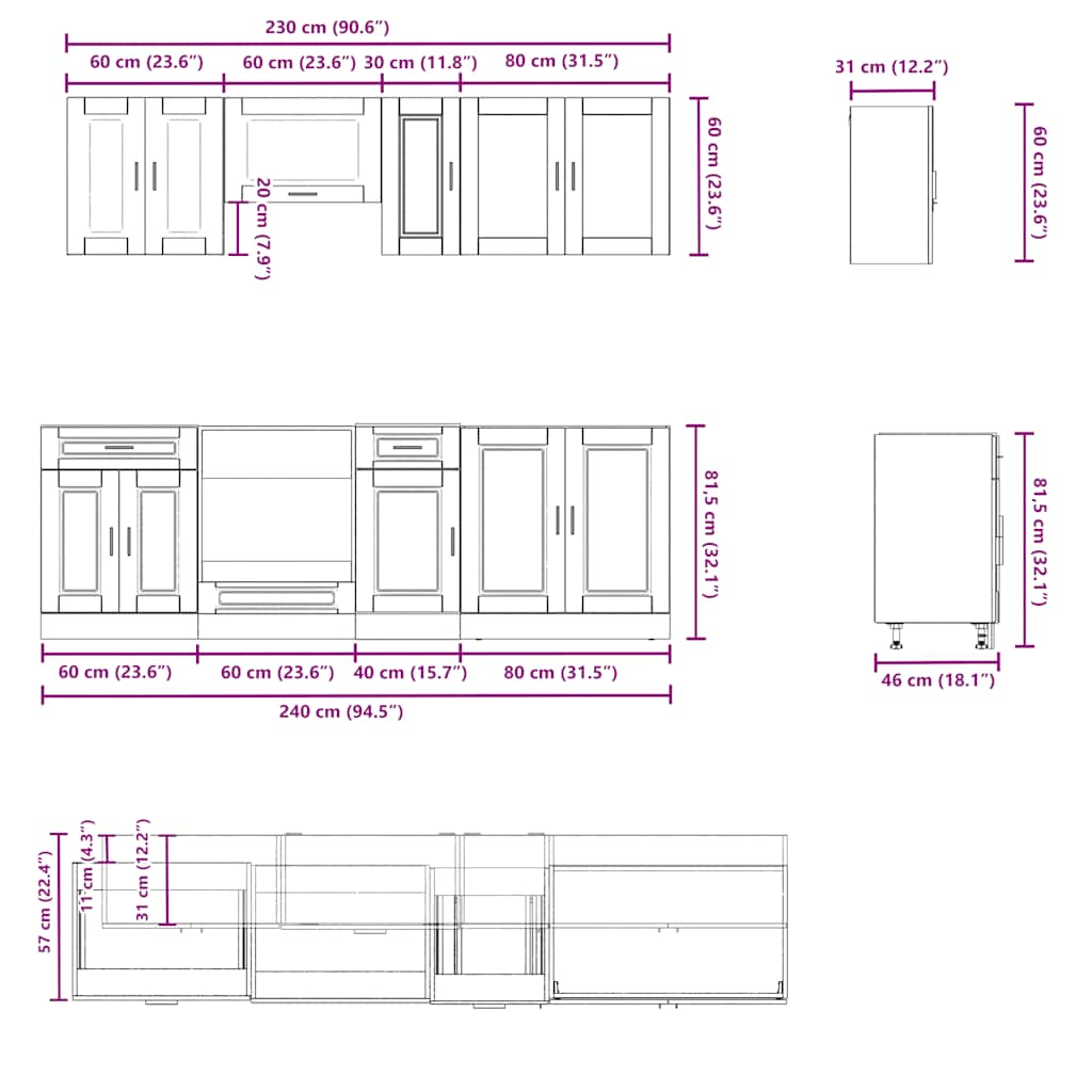 Ensemble d'armoires de cuisine 8 pcs Kalmar bois d'ingénierie Meubles de cuisine vidaXL