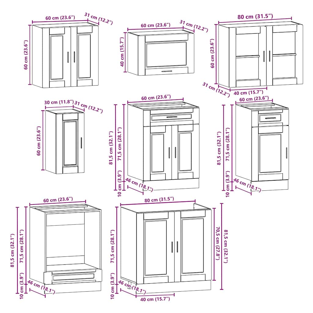 Ensemble d'armoires de cuisine 8 pcs Kalmar bois d'ingénierie Meubles de cuisine vidaXL