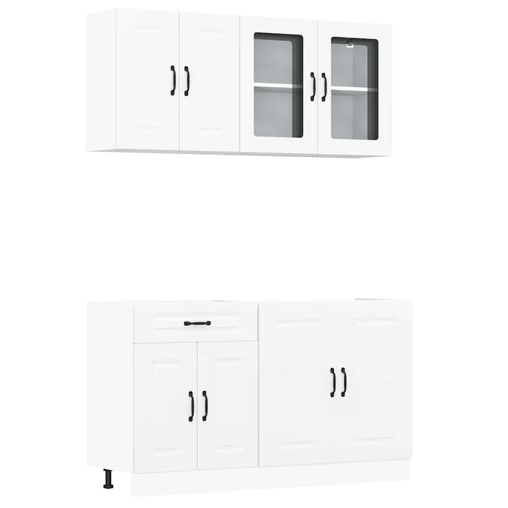 Ensemble d'armoires cuisine 4pcs Kalmar blanc bois d'ingénierie - XIOS