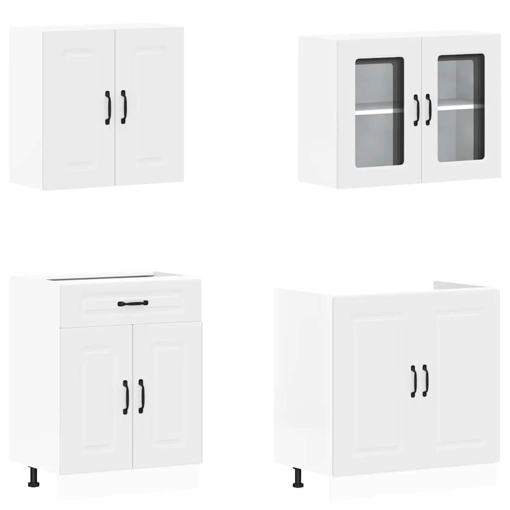 Ensemble d'armoires cuisine 4pcs Kalmar blanc bois d'ingénierie - XIOS