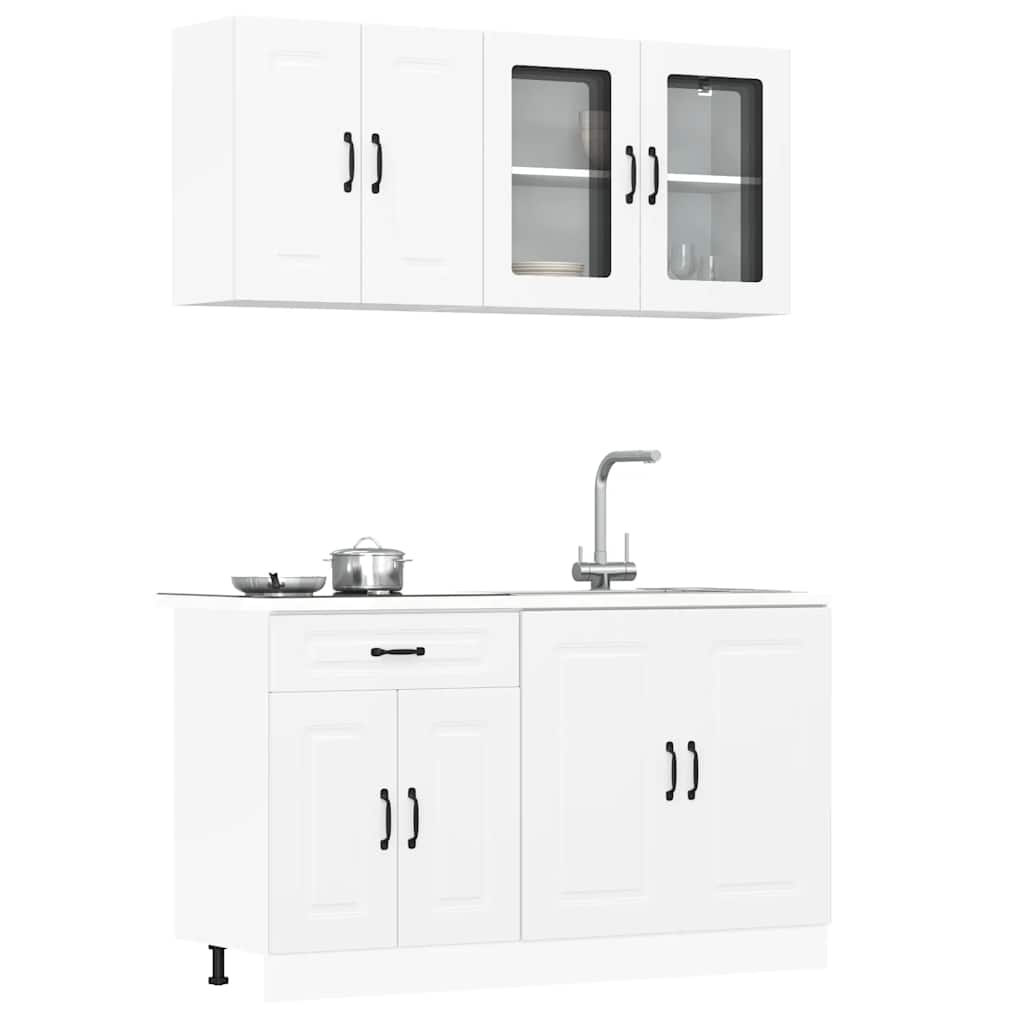 Ensemble d'armoires cuisine 4pcs Kalmar blanc bois d'ingénierie - XIOS
