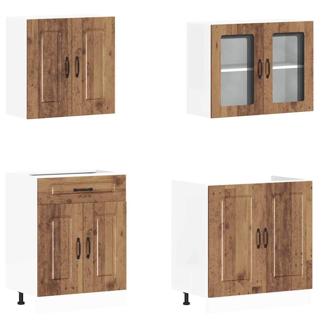 Ensemble d'armoires de cuisine 4 pcs Kalmar bois d'ingénierie - XIOS