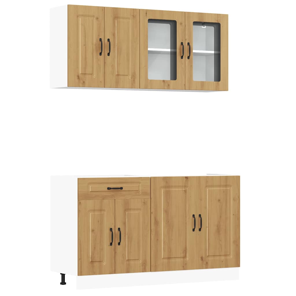Ensemble d'armoires de cuisine 4 pcs Kalmar bois d'ingénierie - XIOS