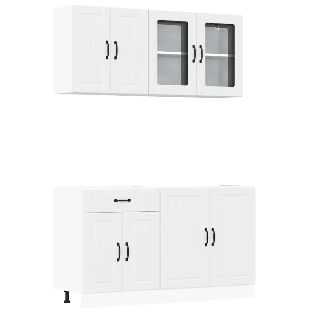 Ensemble de 4 meubles de cuisine "Lucca" en bois d'ingénierie blanc