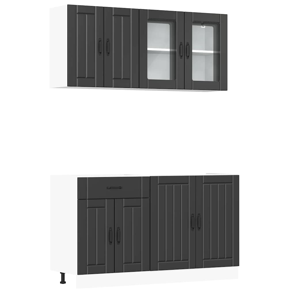 Ensemble de 4 meubles de cuisine "Lucca" en bois d'ingénierie noir - XIOS