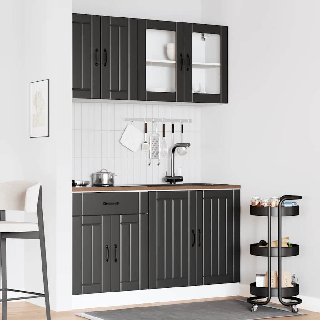 Ensemble de 4 meubles de cuisine "Lucca" en bois d'ingénierie noir - XIOS