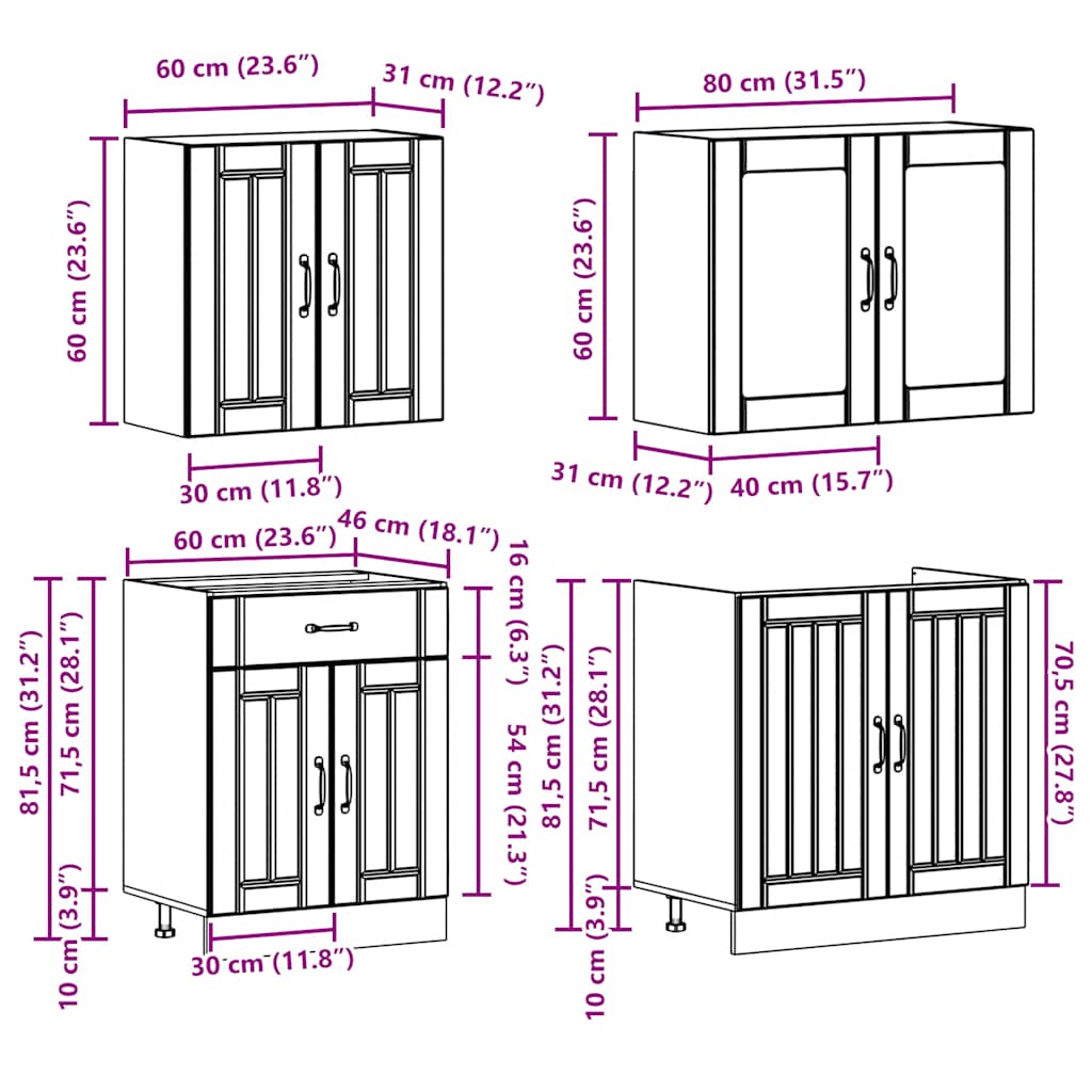 Ensemble de 4 meubles de cuisine "Lucca" en bois d'ingénierie noir - XIOS