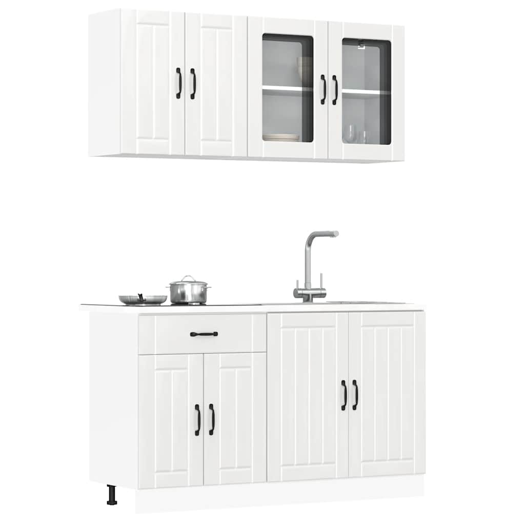 Ensemble de 4 meubles de cuisine "Lucca" en bois d'ingénierie blanc brillant