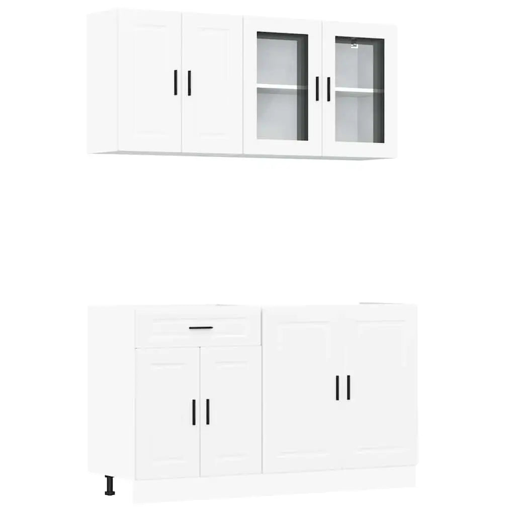 Ensemble de 4 meubles de cuisine ’Porto’ en bois d’ingénierie blanc - XIOS