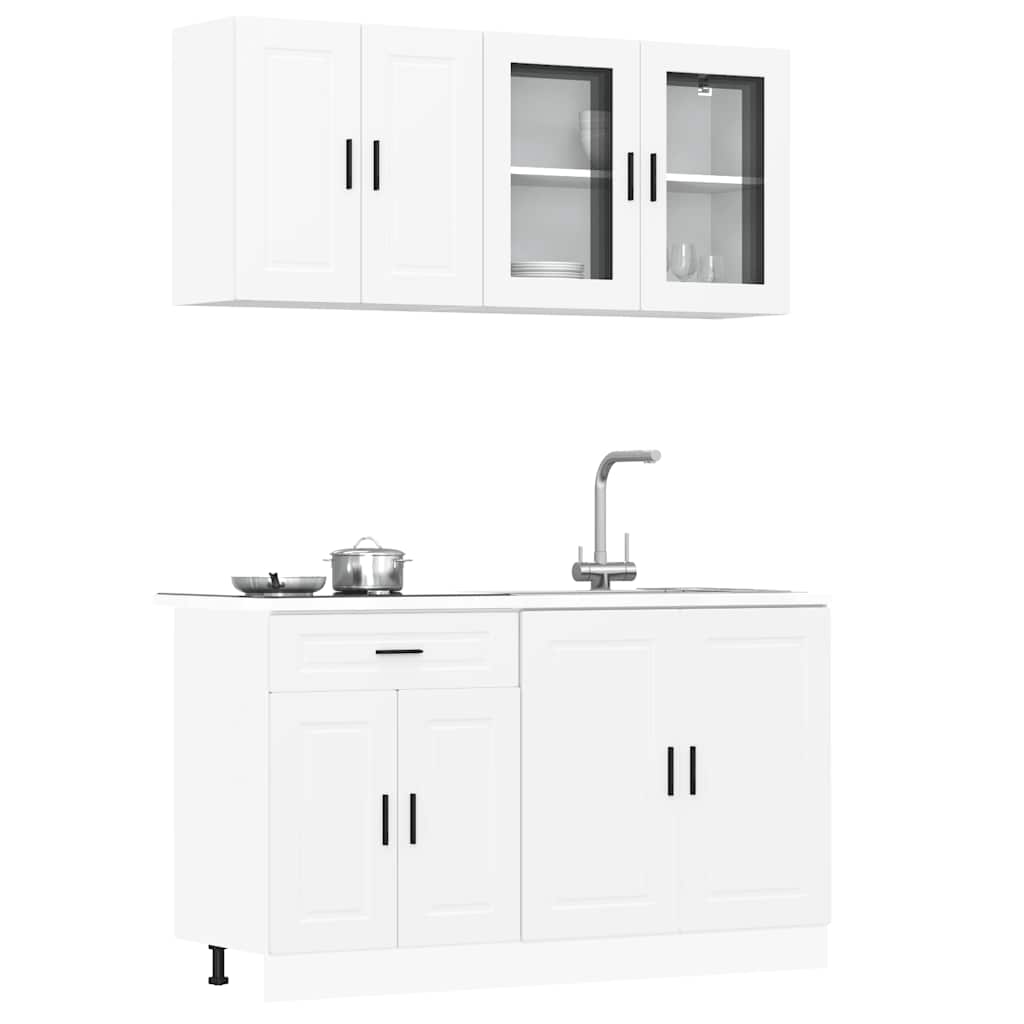 Ensemble de 4 meubles de cuisine "Porto" en bois d'ingénierie blanc - XIOS