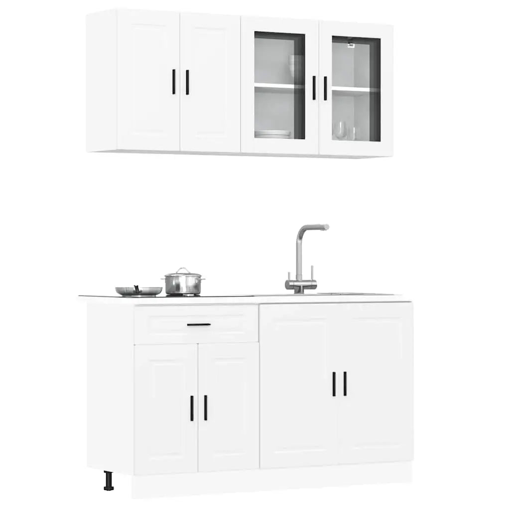 Ensemble de 4 meubles de cuisine ’Porto’ en bois d’ingénierie blanc - XIOS