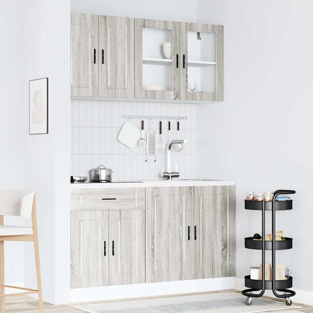 Ensemble de 4 meubles de cuisine "Porto" en bois d'ingénierie Sonoma gris - XIOS