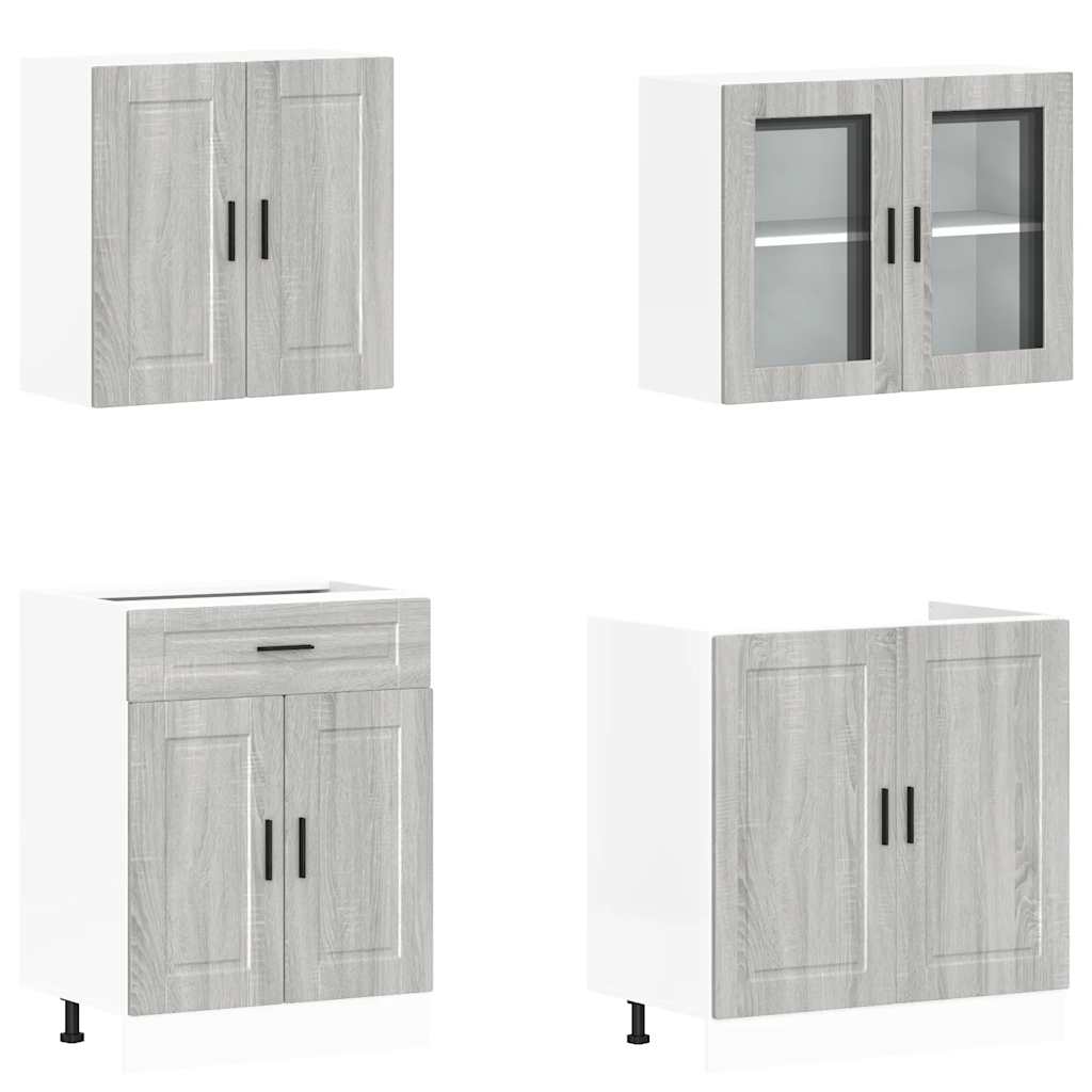 Ensemble de 4 meubles de cuisine "Porto" en bois d'ingénierie Sonoma gris - XIOS