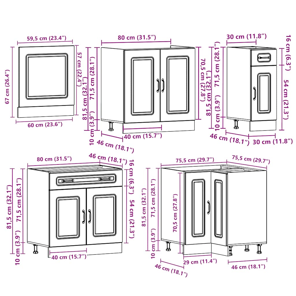 Ensemble d'armoires de cuisine 11 pcs Kalmar bois d'ingénierie Meubles de cuisine vidaXL