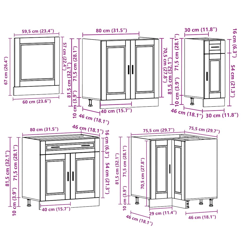 Ensemble d'armoires de cuisine 11 pcs Porto bois d'ingénierie Meubles de cuisine vidaXL