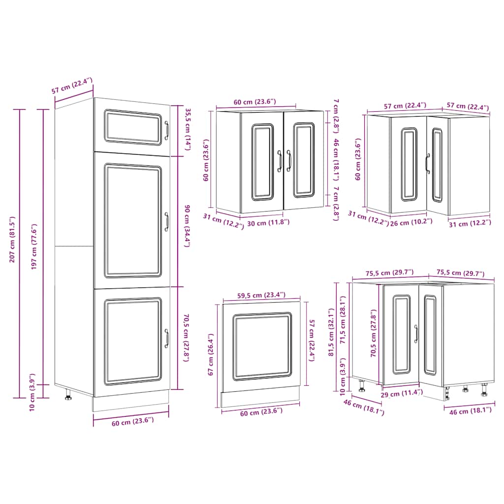 Ensemble d'armoires de cuisine 14 pcs Kalmar bois d'ingénierie Meubles de cuisine vidaXL