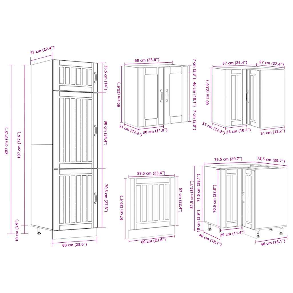 Ensemble d'armoires de cuisine 14 pcs Lucca bois d'ingénierie Meubles de cuisine vidaXL