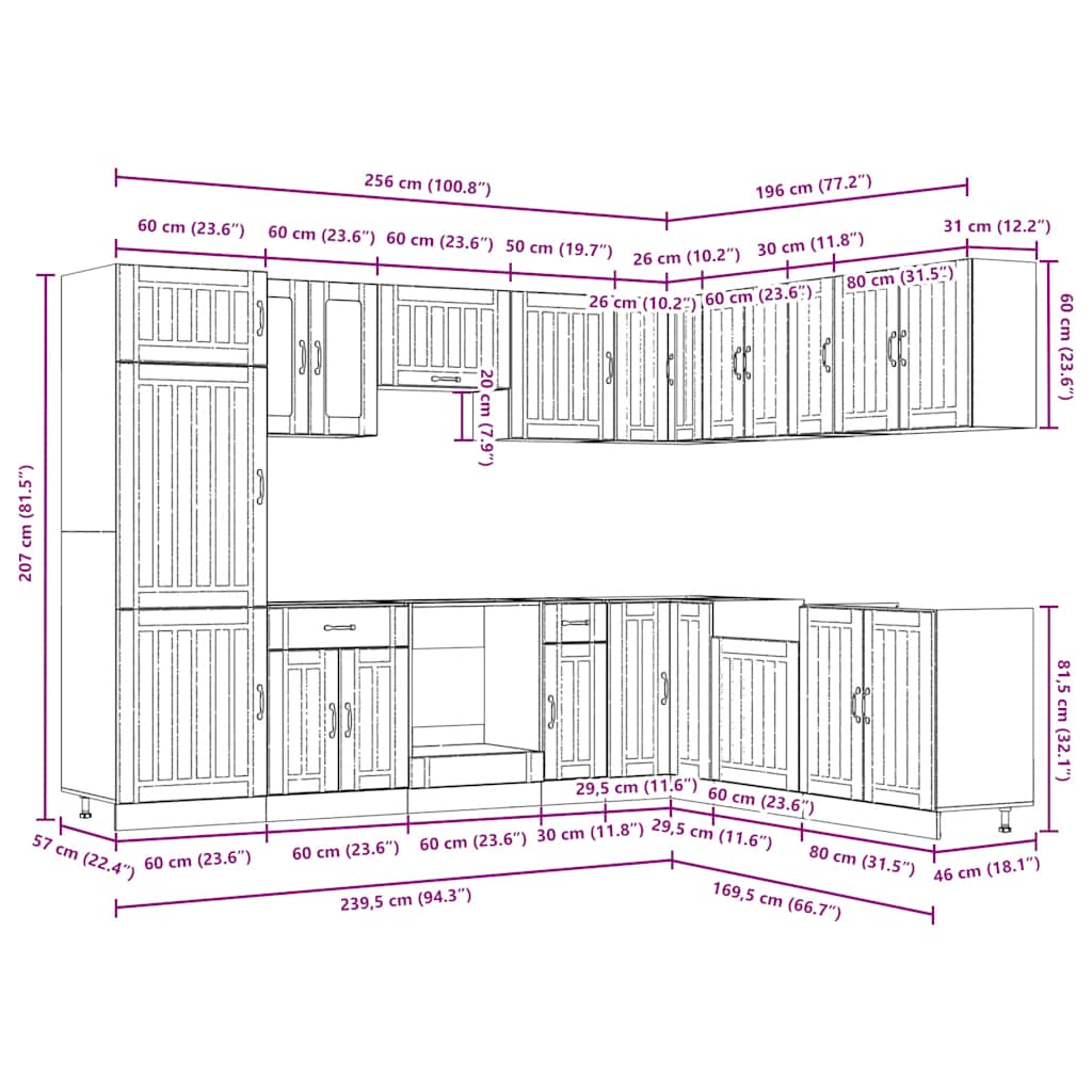 Ensemble d'armoires de cuisine 14 pcs Lucca bois d'ingénierie Meubles de cuisine vidaXL