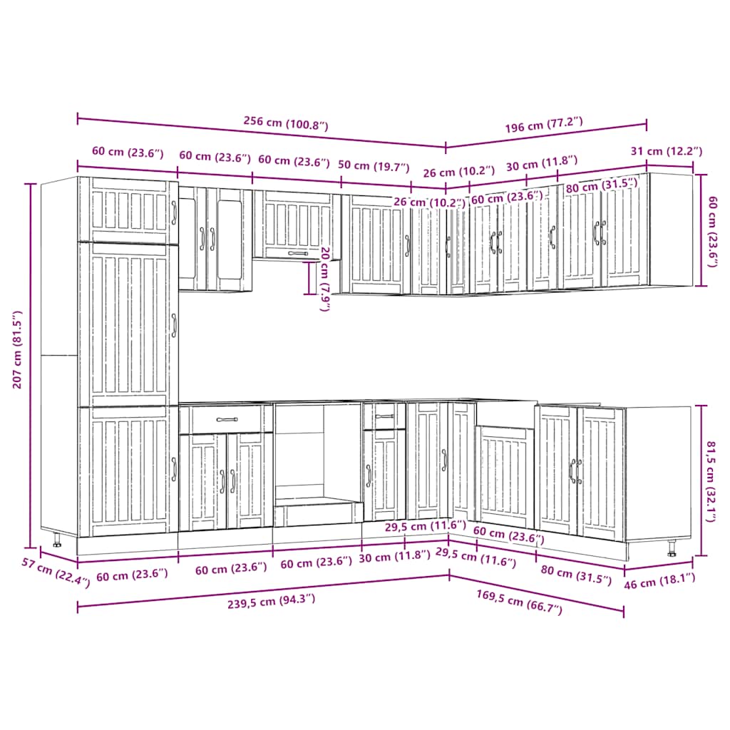 Ensemble d'armoires de cuisine 14 pcs Lucca bois d'ingénierie Meubles de cuisine vidaXL