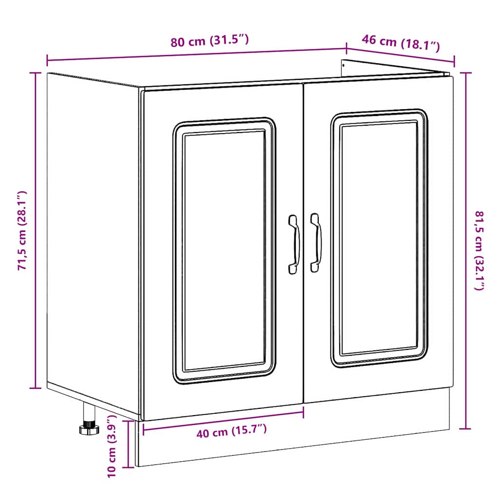 Armoire de cuisine Kalmar Chêne Sonoma 80 x 46 x 81,5 cm - XIOS