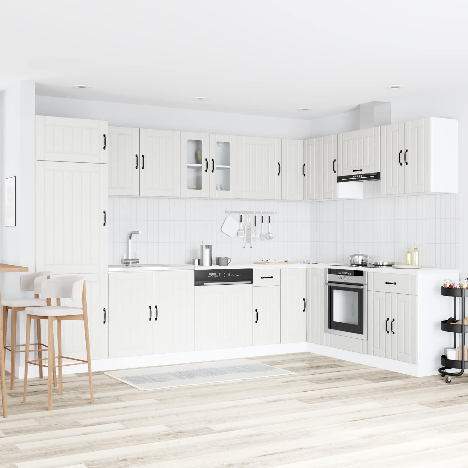 Meuble sous évier Lucca 2 pc Blanc Bois d'ingénierie