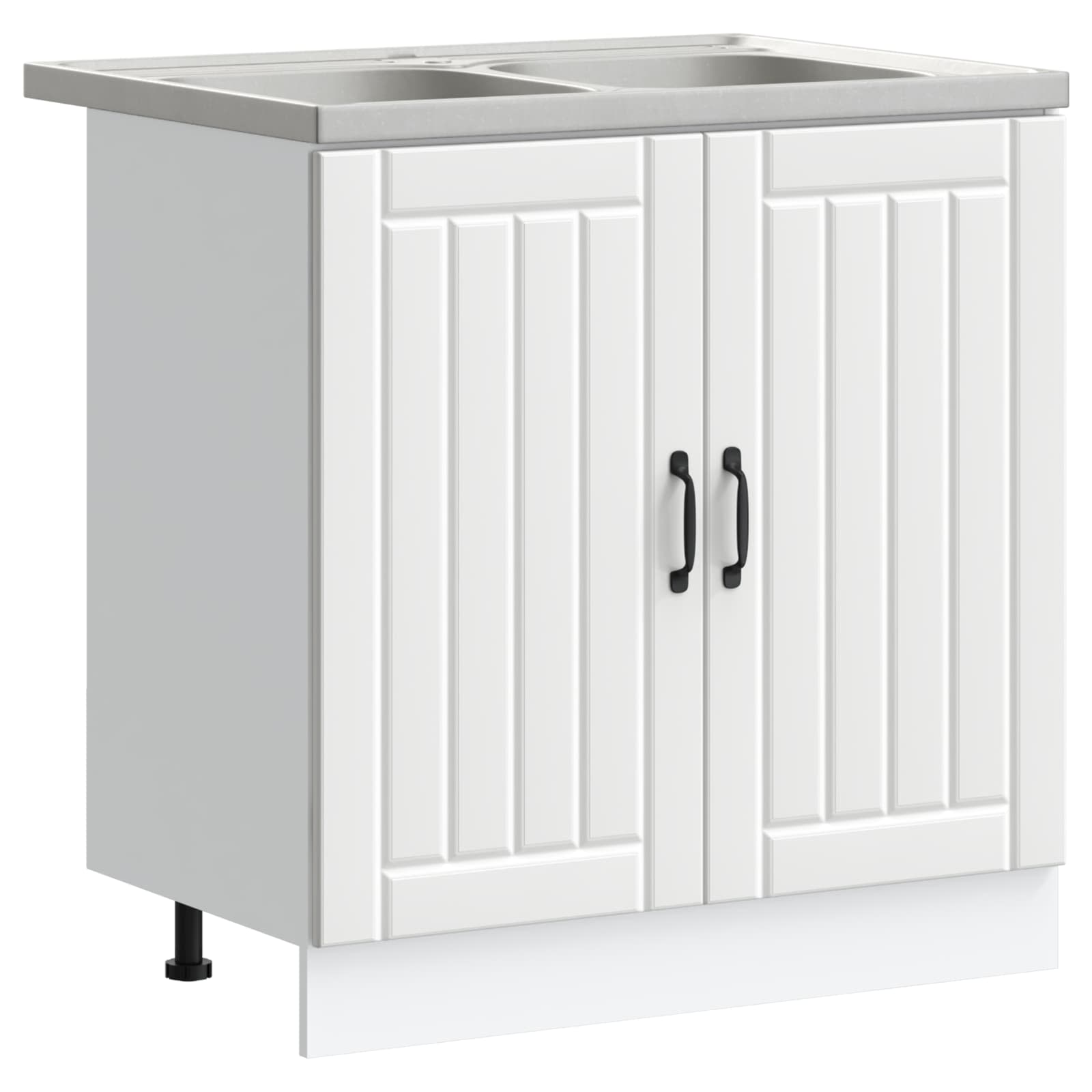Meuble sous évier Lucca 2 pc Blanc Bois d'ingénierie