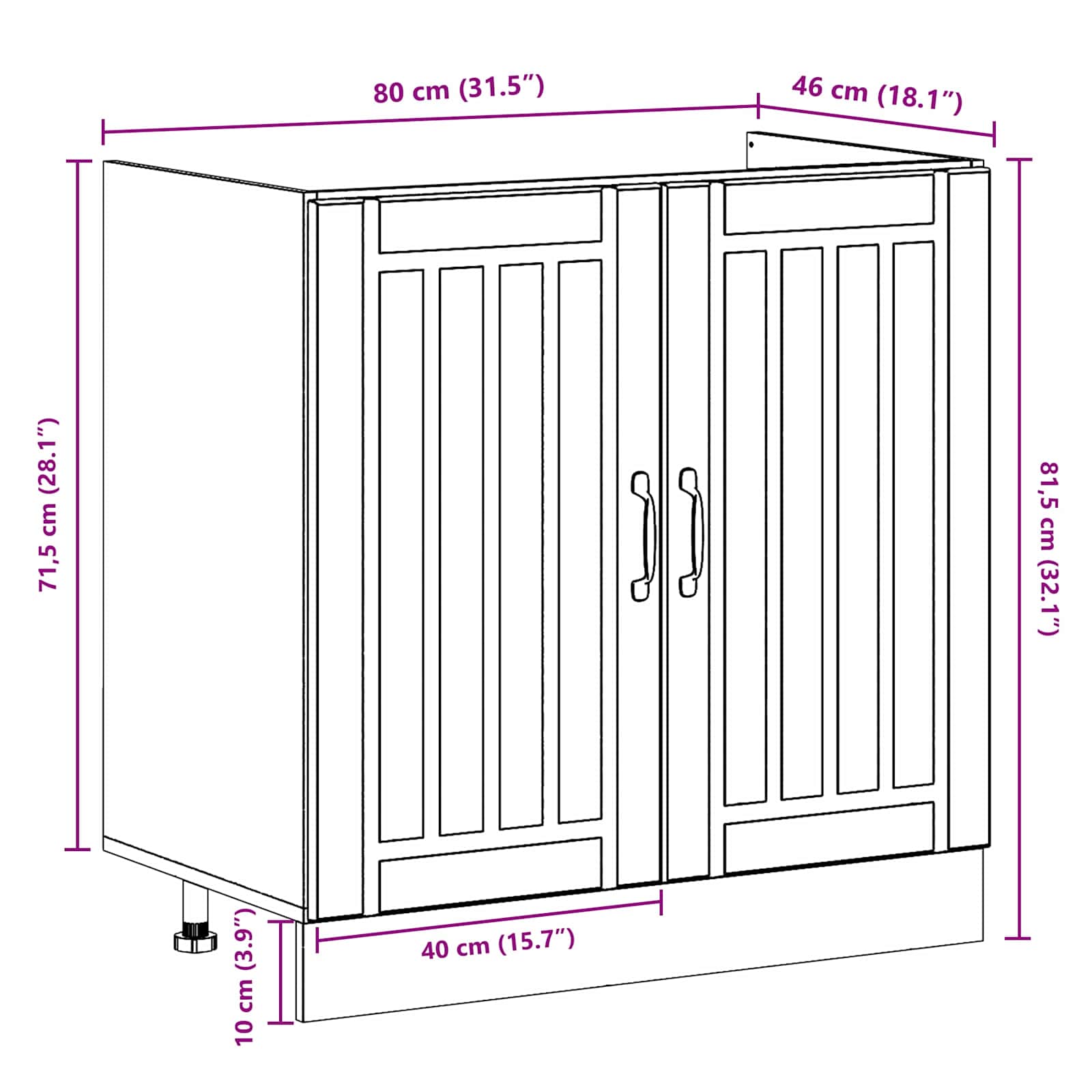 Meuble sous évier Lucca 2 pc Blanc Bois d'ingénierie