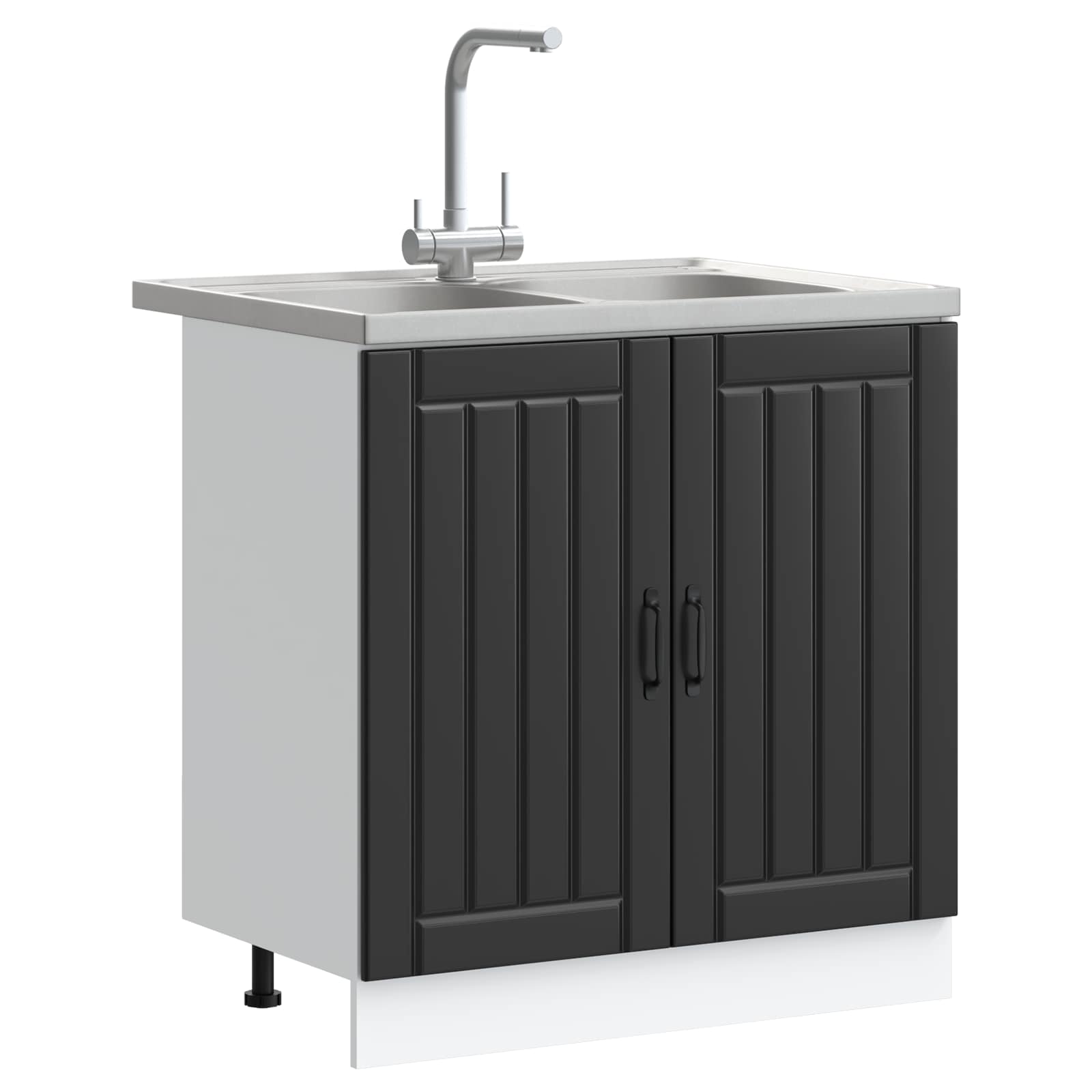 Meuble sous évier Lucca 2 pc Noir Bois d'ingénierie - XIOS