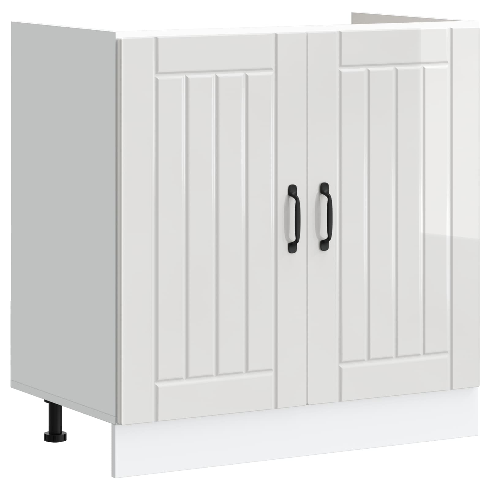 Meuble sous évier Lucca 2 pc Blanc brillant Bois d'ingénierie
