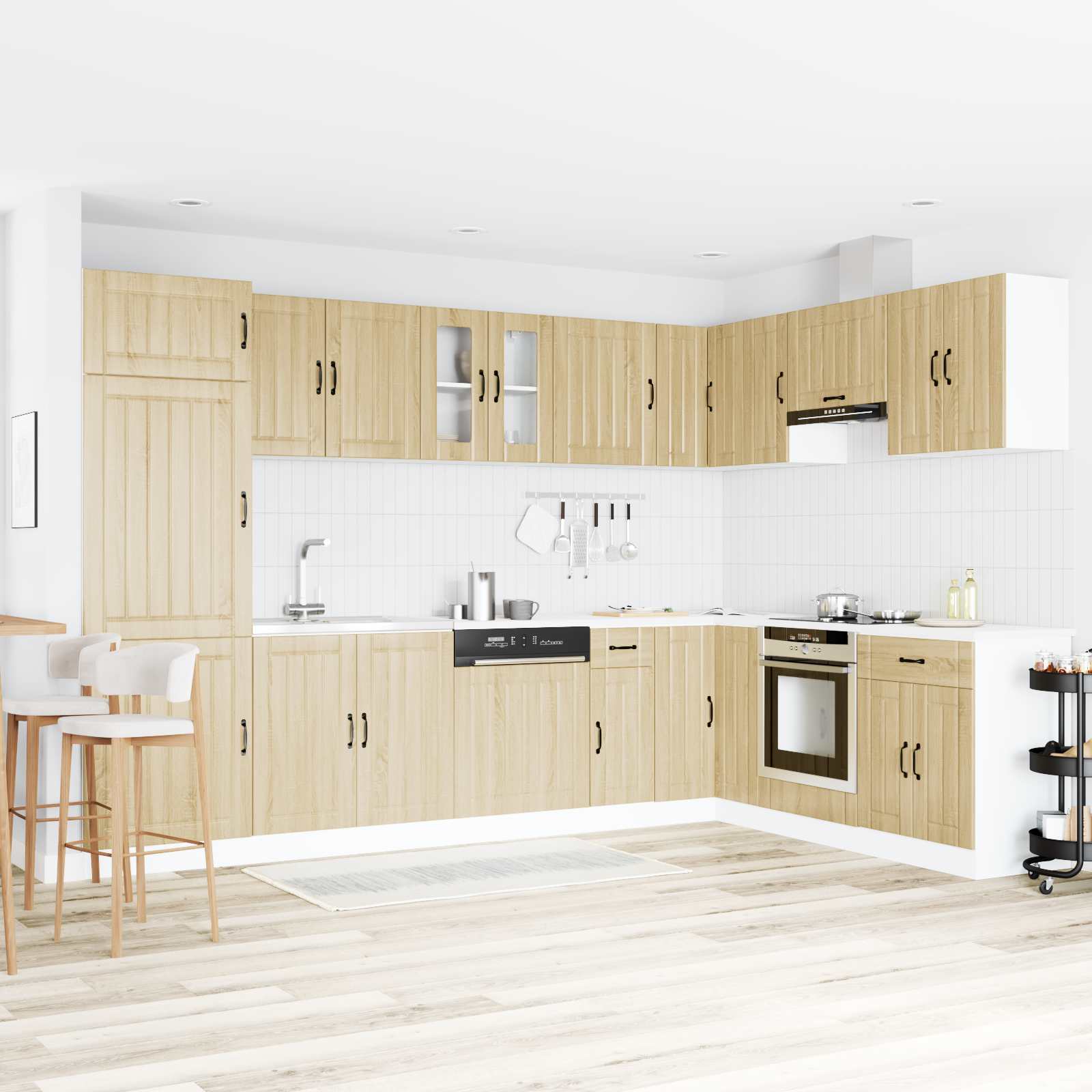 Meuble sous évier Lucca 2 pc Chêne Sonoma Bois d'ingénierie - XIOS
