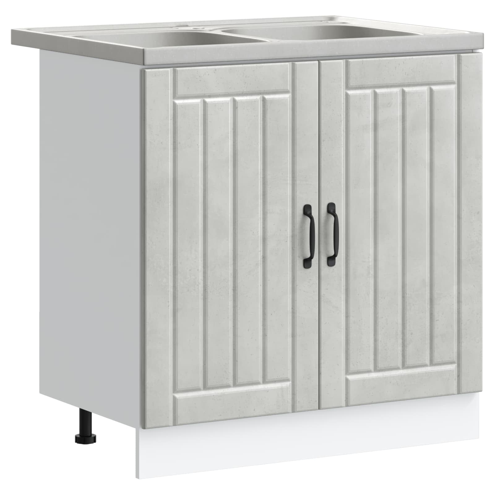 Meuble sous évier Lucca 2 pc Gris béton Bois d'ingénierie - XIOS