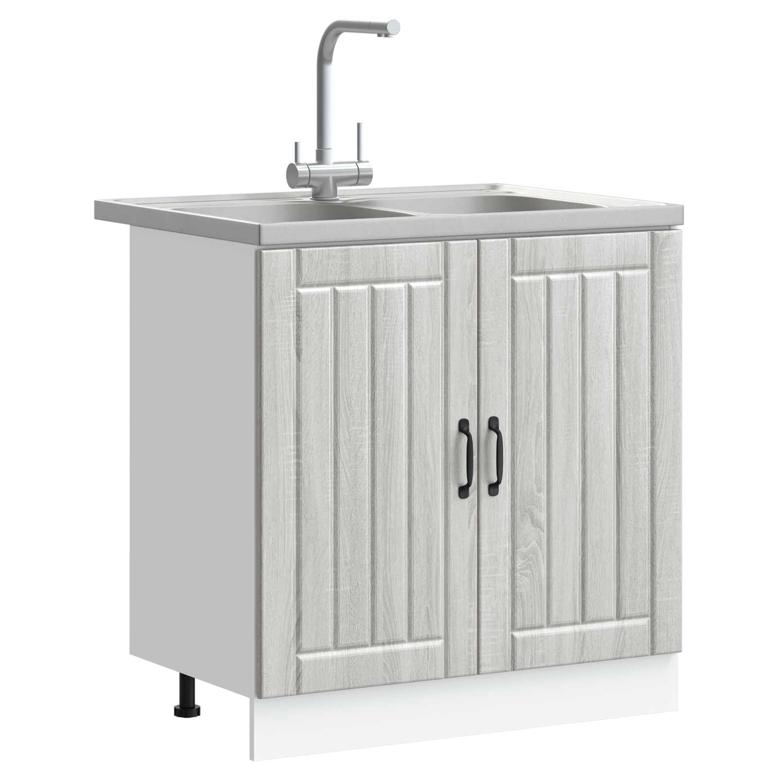 Meuble sous évier Lucca 2 pc Gris Sonoma Bois d'ingénierie - XIOS
