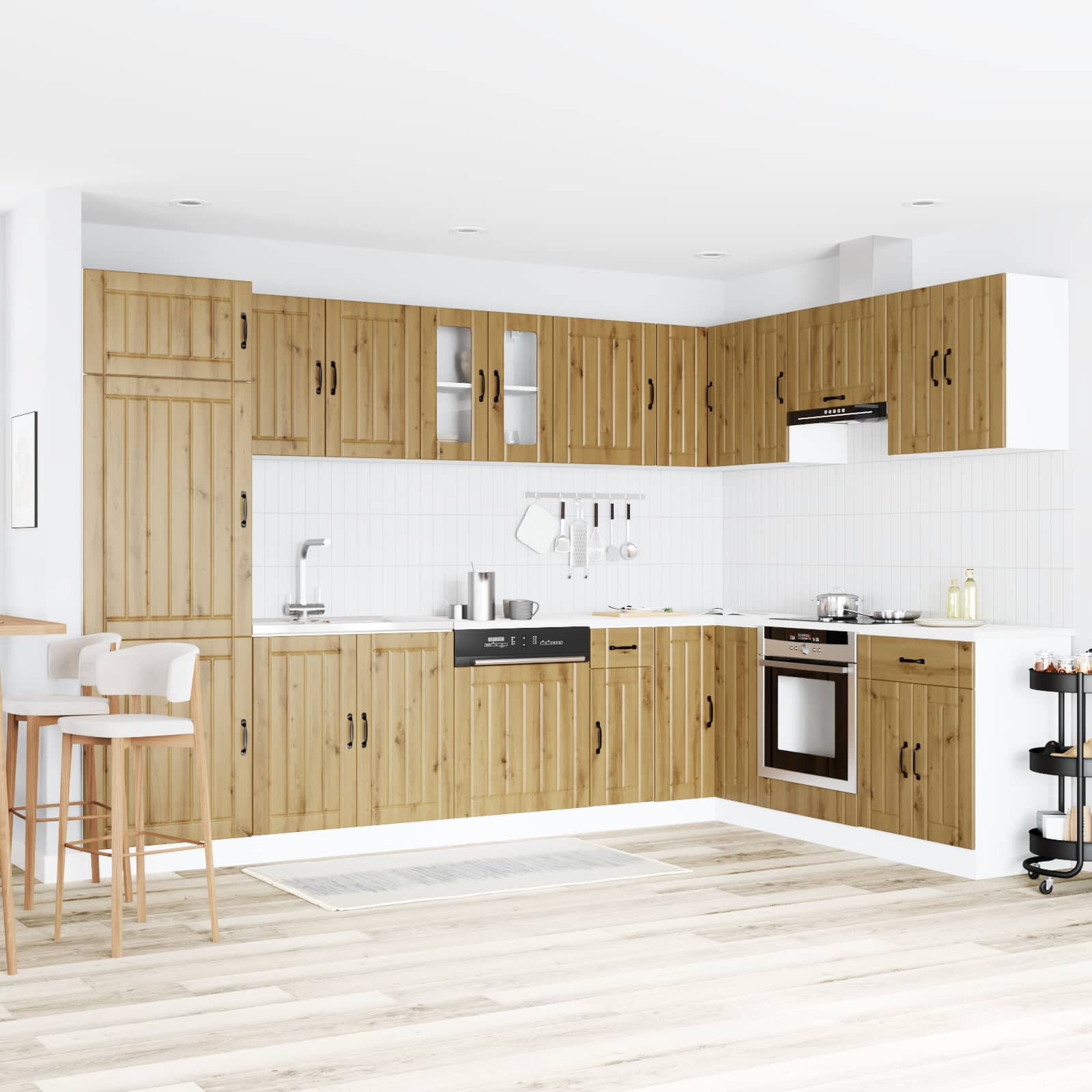 Meuble sous évier Lucca 2 pc Chêne artisanal Bois d'ingénierie - XIOS