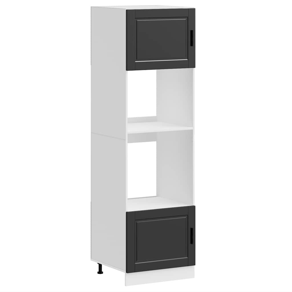 Armoires de four 2 pcs Porto noir bois d'ingénierie - XIOS
