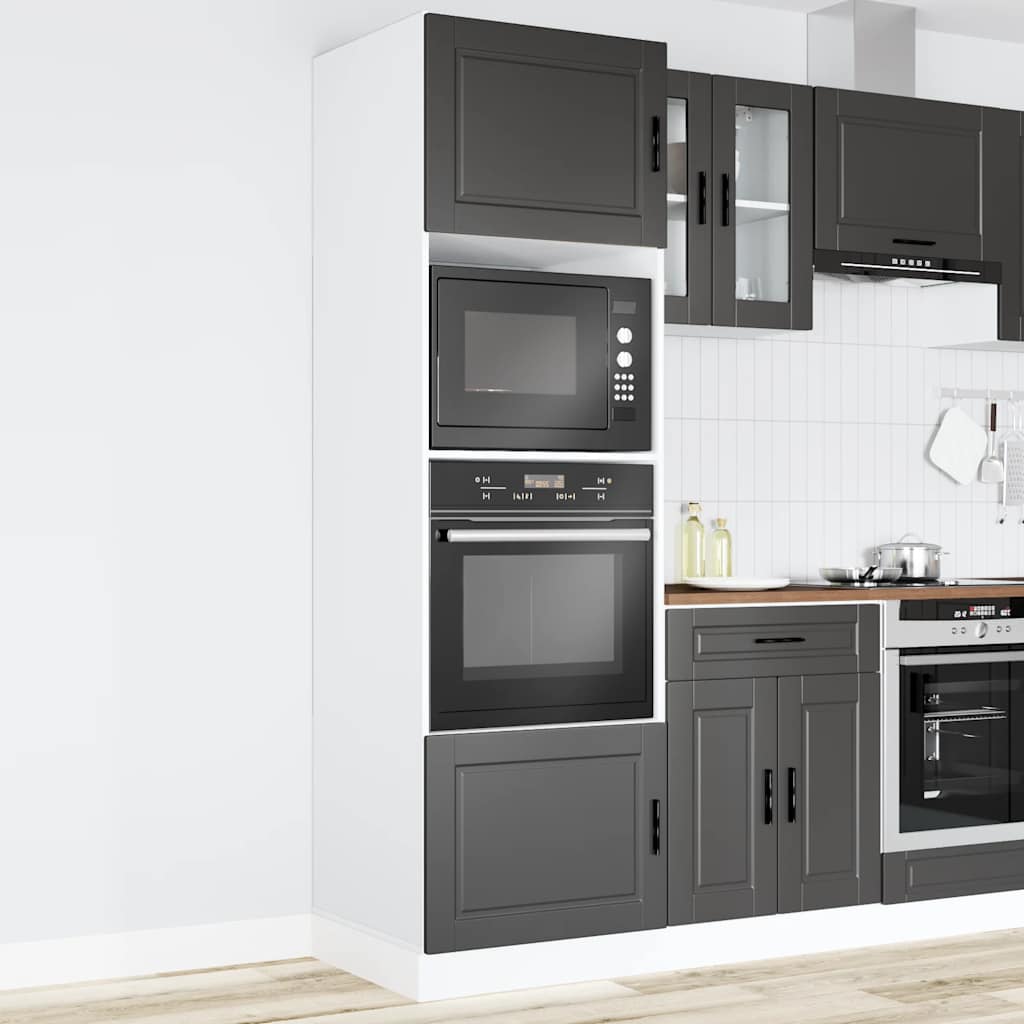 Armoires de four 2 pcs Porto noir bois d'ingénierie - XIOS