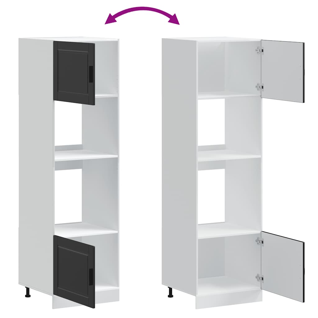 Armoires de four 2 pcs Porto noir bois d'ingénierie - XIOS
